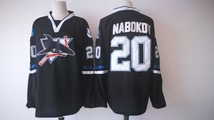 Men San Jose Sharks 20 Nabokov Black Adidas Hockey Stitched NHL Jerseys